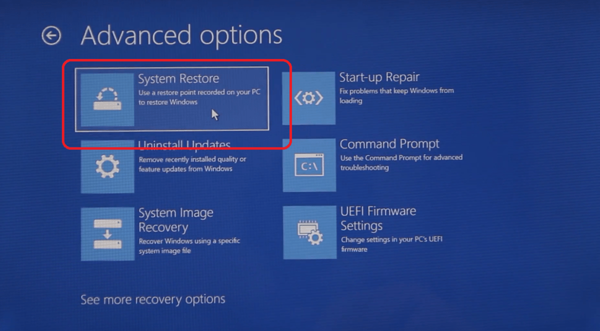 System Restore If You Can’t Start Your Computer 