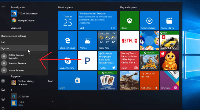 How to Switch Users on windows 10